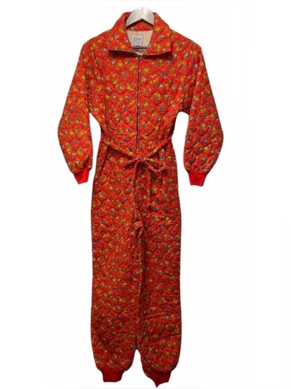 Vintage Snug Suit Snug Sack By Heritage Quilts 70s Hippie PJ Rare Dead Stock Red